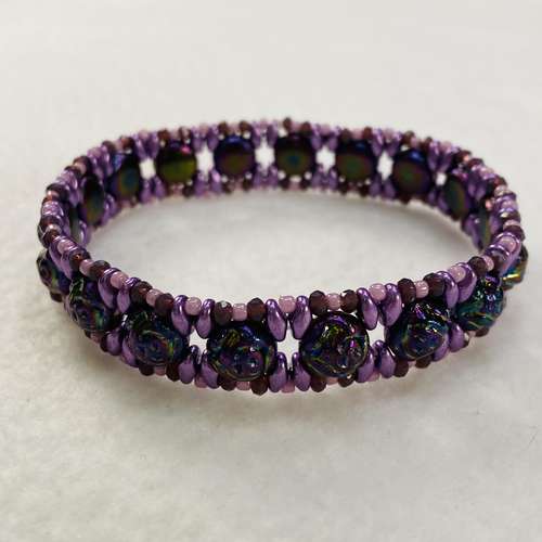 Caroline Rose Bracelet purple iris bracelet making kit — DIY set with beads and instructions for creating handmade jewelry