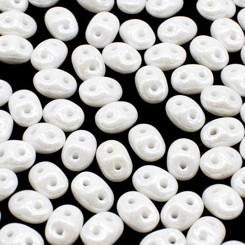 10g Czech glass Rulla beads luster white — two-hole beads for jewelry making and bead weaving