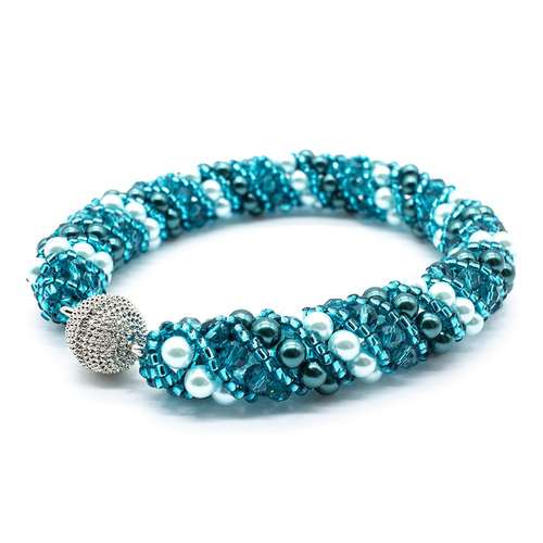 Russian Spiral 2 Necklace Bracelet aqua bracelet making kit — DIY set with beads and instructions for creating handmade jewelry