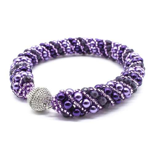 Russian Spiral 2 Necklace Bracelet purple bracelet making kit — DIY set with beads and instructions for creating handmade jewelry