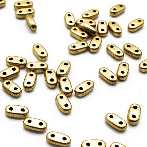 6mm Czech glass glass beads matte metallic flax — pack of 7, high-quality two-hole beads ideal for jewelry making, bead weaving, and crafts