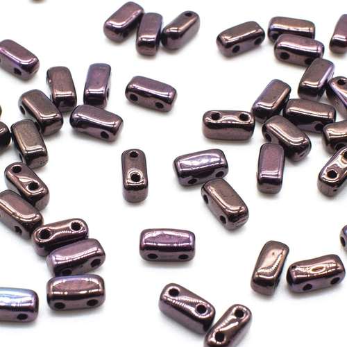 6x3mm Czech glass glass beads luster metallic amethyst — pack of 50, high-quality two-hole beads ideal for jewelry making, bead weaving,…