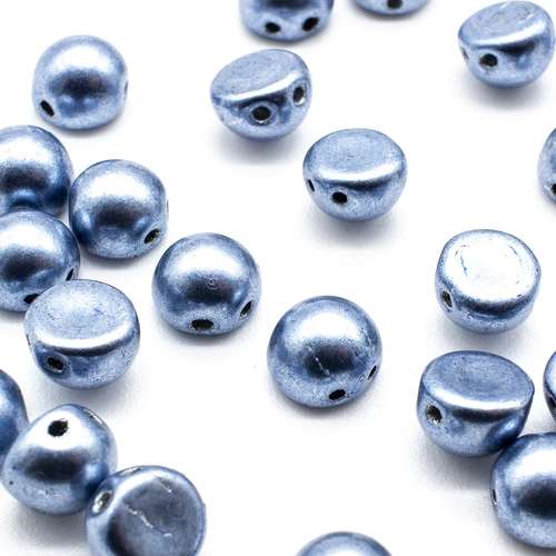 7mm Czech glass glass beads sat. metallic airy blue — pack of 25, high-quality two-hole beads ideal for jewelry making, bead weaving, and…
