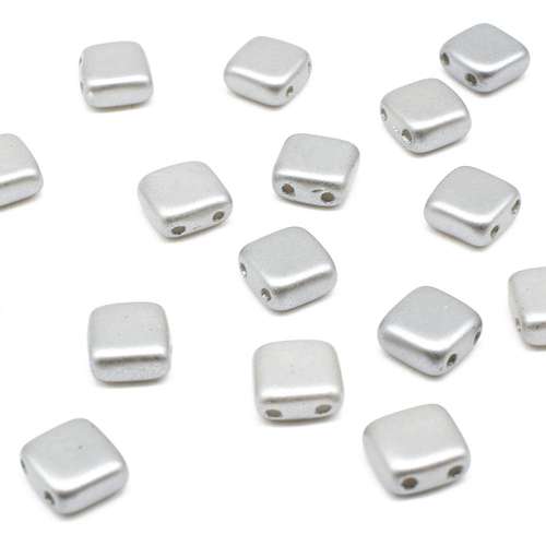 6mm Czech glass glass beads pearl coat silver — pack of 25, high-quality two-hole beads ideal for jewelry making, bead weaving, and crafts