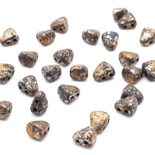 Czech glass Rulla beads bit czech glass beads 30pcs - tweedy copper — two-hole beads for jewelry making and bead weaving