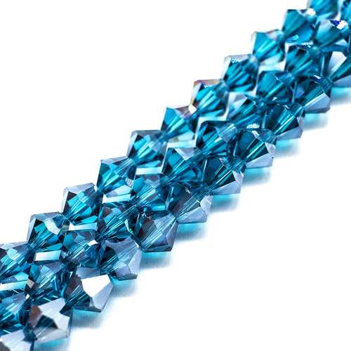 8mm crystal bicone beads dark turquoise ab — AB finish, faceted for jewelry making and beadwork