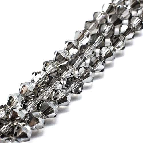 8mm crystal bicone beads silver cloud — plated finish, ideal for jewelry making and beadwork