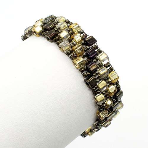 Double Drop Peyote Bracelet Makes 3 topaz bracelet making kit — DIY set with beads and instructions for creating handmade jewelry