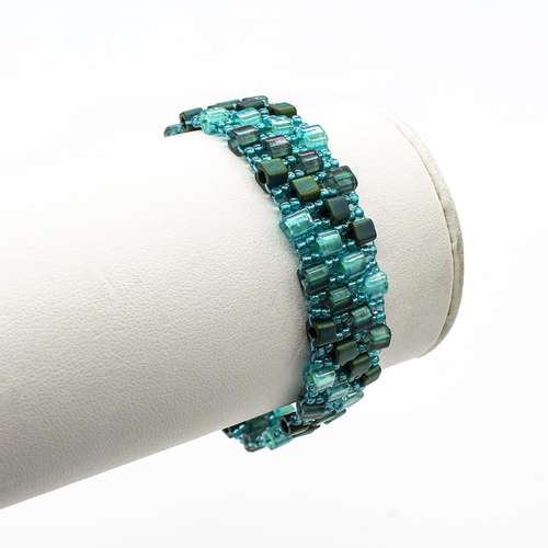 Double Drop Peyote Bracelet Makes 3 teal bracelet making kit — DIY set with beads and instructions for creating handmade jewelry