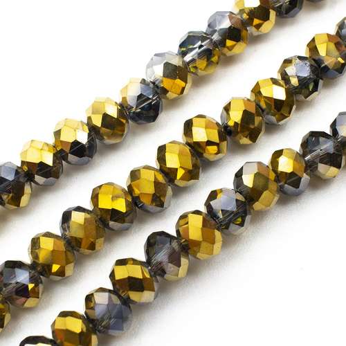 6mm crystal beads gold plate shadow — faceted for jewelry making and beadwork