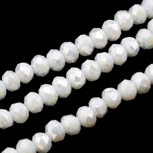 6mm crystal beads opaque white ab, pack of 100 — AB finish, faceted for jewelry making and beadwork