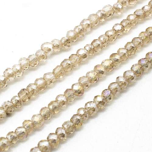 3mm crystal beads champagne ab 150pc — AB finish, faceted for jewelry making and beadwork
