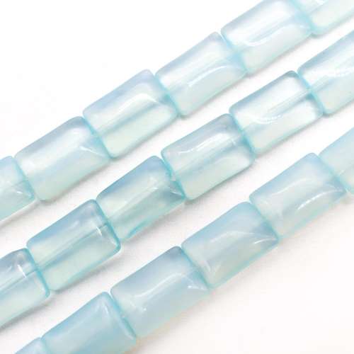 Opal Aqua Flat Rectangle Beads - 14x10mm