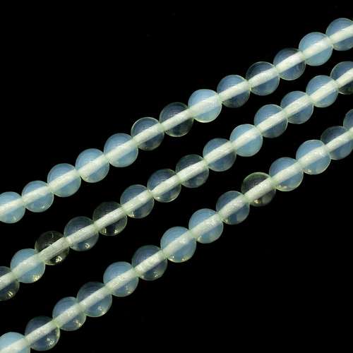Opal Light Green Clear Round Beads - 6mm