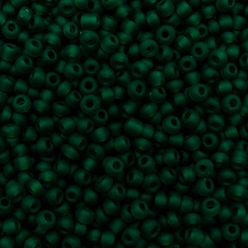 size 8 FGB glass seed beads frosted dk green — 50g pack, ideal for bead weaving, embroidery, and jewelry making