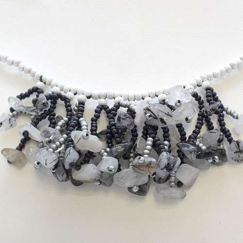 Coralling Necklace Makes 4 black rutilated quartz necklace making kit — DIY set with beads and instructions for creating handmade jewelry