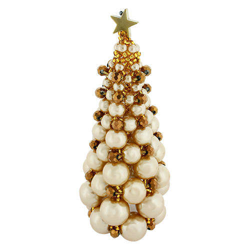 Christmas Tree Kit gold jewelry making kit — DIY set with beads and instructions for creating handmade jewelry