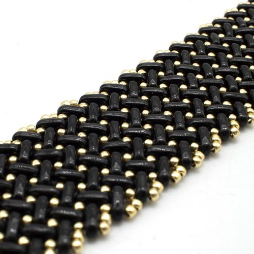 Chevron Stitch Bracelet with Czech Bars jet bracelet making kit — DIY set with beads and instructions for creating handmade jewelry