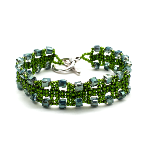 Brenda's Cube Bracelet Kit Makes 2 olive bracelet making kit — DIY set with beads and instructions for creating handmade jewelry