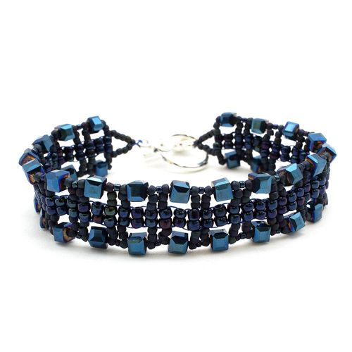 Brenda's Cube Bracelet Kit Makes 2 blue iris bracelet making kit — DIY set with beads and instructions for creating handmade jewelry