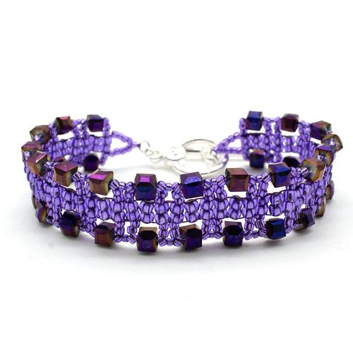 Brenda's Cube Bracelet Kit Makes 2 purple iris bracelet making kit — DIY set with beads and instructions for creating handmade jewelry