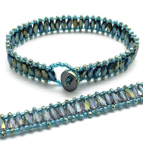 Crystal Barrel Bracelet Makes 2 green bracelet making kit — DIY set with beads and instructions for creating handmade jewelry