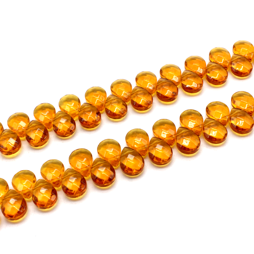 Top Drilled Flat Facet Drop - Lt Topaz 12x9mm