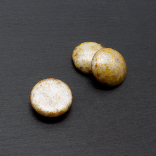 Par Puca Cabochon - 14mm - Opaque Ivory Spotted
