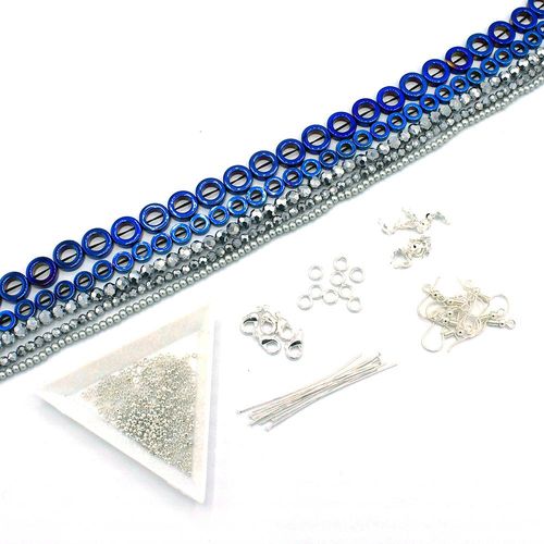 Hematite Doughnut Jewellery Pack - Blue Silver