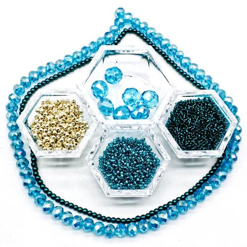 BC Week3 2022 - Herringbone Opera Necklace - Teal