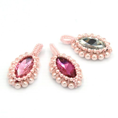 Eye of a Storm Pendant makes 3 rose pink jewelry making kit — DIY set with beads and instructions for creating handmade jewelry