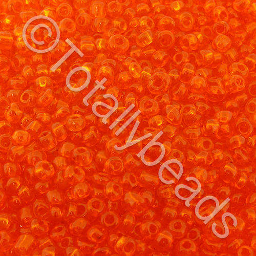 Seed Beads Transparent Orange - Size 11 100g