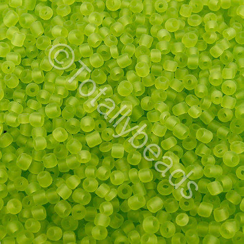 Seed Beads Transparent Frosted Light Green - Size 11 100g