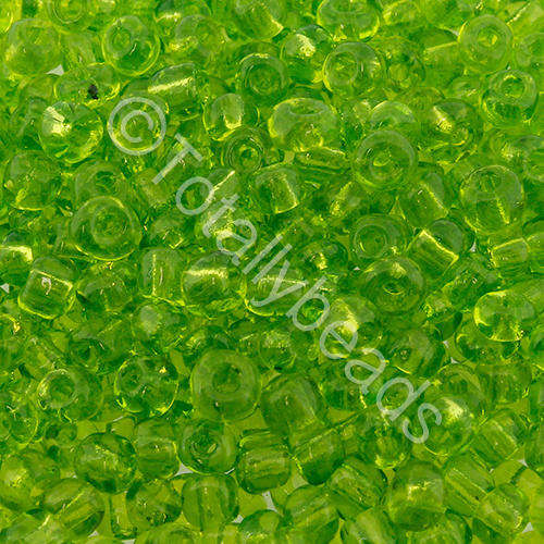 Seed Beads Transparent Light Green - Size 6 100g