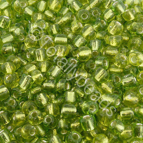 Seed Beads Silver Lined Lime Green - Size 6 100g