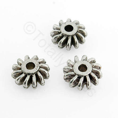 Antique Silver Bead - 12mm Spacer 6pcs