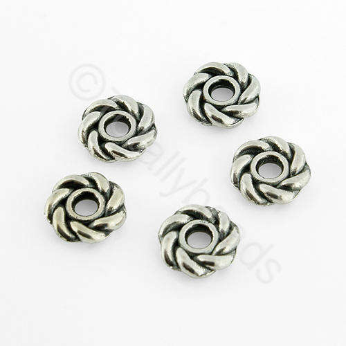 Antique Silver Bead - Roped Bead 8mm 10pcs