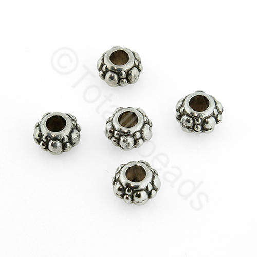 Antique Silver Metal Bead - Rondelle 6x4mm 40pcs
