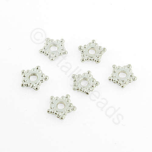 Silver Plated Bead - Flat Pentagon Star 25pcs