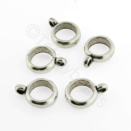 Antique Silver bead hanger - 10x3mm - Large Hole 15pcs