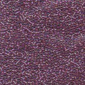 size 11 Miyuki Delica seed beads lined magenta ab db056 5g — 5g pack, premium Japanese cylinder beads perfect for bead weaving, embroider…