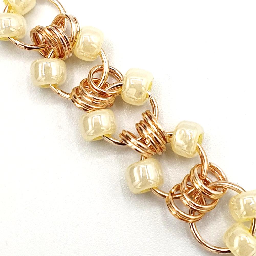 Cleo Chain Maille Bracelet makes 2 rose gold bracelet making kit — DIY set with beads and instructions for creating handmade jewelry