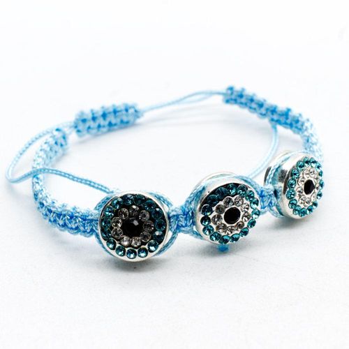 Shamballa Coin Bracelet baby blue bracelet making kit — DIY set with beads and instructions for creating handmade jewelry