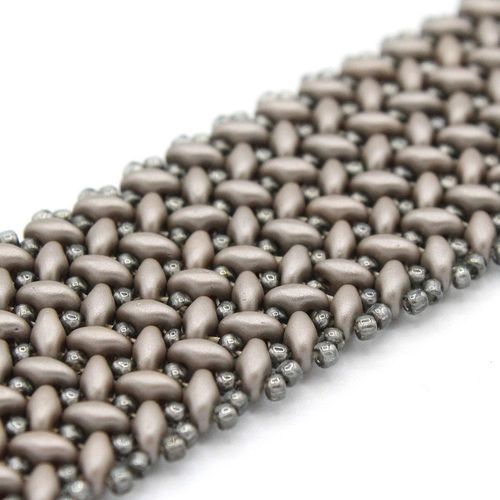 SuperDuo Chevron Bracelet powdery taupe bracelet making kit — DIY set with beads and instructions for creating handmade jewelry
