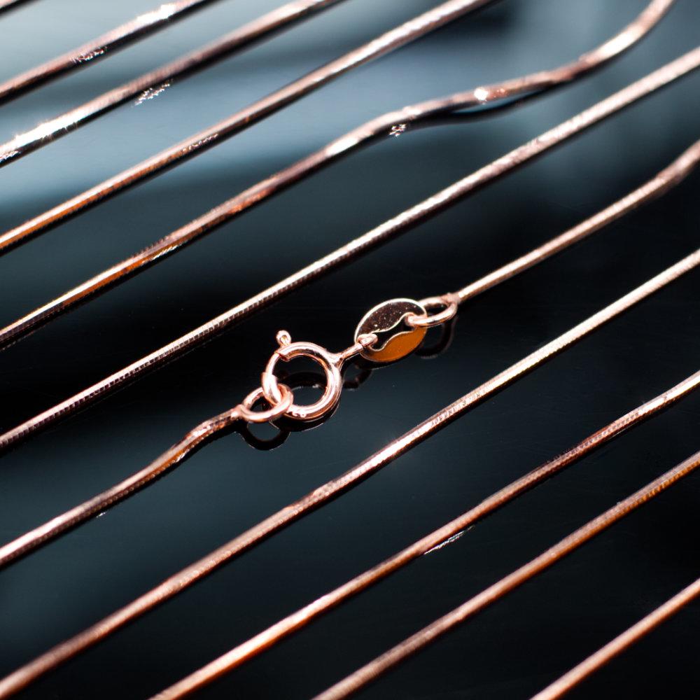 Rose Gold Sterling 925 Chain Necklace Snake 0.8 18 string 6mm for jewellery making