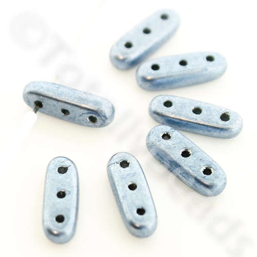 10mm Czech glass glass beads sat. metallic airy blue — pack of 30, high-quality two-hole beads ideal for jewelry making, bead weaving, an…