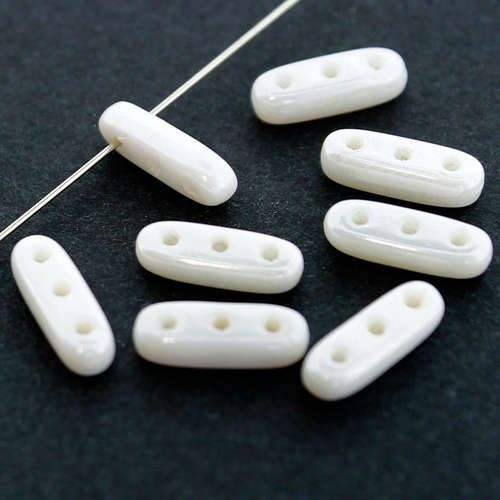 10mm Czech glass glass beads luster opaque white — pack of 30, high-quality two-hole beads ideal for jewelry making, bead weaving, and cr…