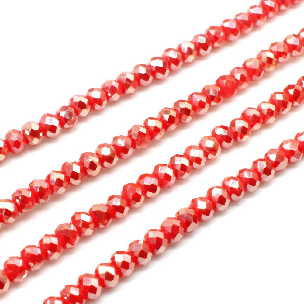 3.5mm crystal beads opaque red, pack of 130 — faceted for jewelry making and beadwork