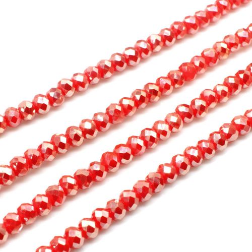 3.5mm crystal beads opaque red, pack of 130 — faceted for jewelry making and beadwork
