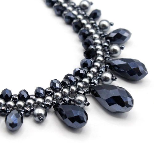 Daphne Crystal Necklace Metallic Hematite 4mm for jewellery making